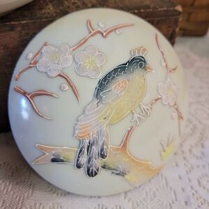 Antique Porcelain Bird Jewelry Trinket Boxes